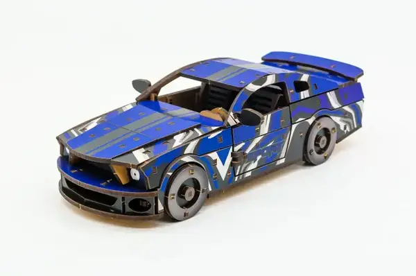 Конструктор "Muscle Car" Puz-00642 дерев'яний, 162 дет., синій колір р. моделі 24*9*7 см PuzzleOk купити недорого в Україні, фото 2