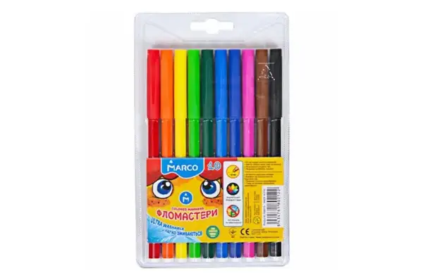 Фломастери Marco 1690-10, 10 кольорів Super Washable купити