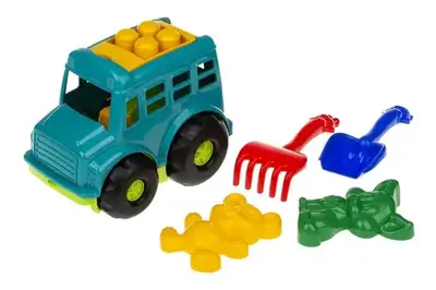 Автобус "Бусик" №2 з лопаткою і грабельками, 2 великі пасочки 0091 Colorplast купити