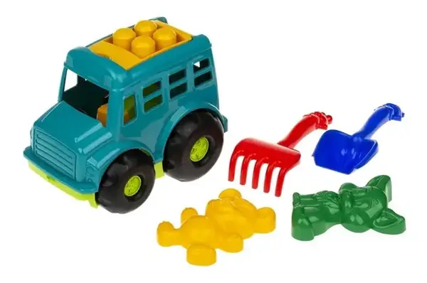 Автобус "Бусик" №2 з лопаткою і грабельками, 2 великі пасочки 0091 Colorplast купити