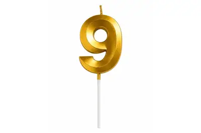 Свічка 03792 цифра "9" (4,5 см) золота 3D ТМ "Твоя забава" купити