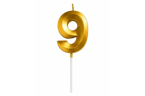 Свічка 03792 цифра "9" (4,5 см) золота 3D ТМ "Твоя забава" купити