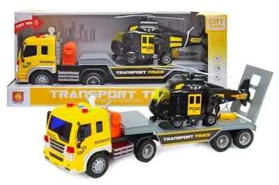 Автовоз з вертольотом інерційний, озвучений, зі світлом, в коробці WY571C р.42*12*19см. купити