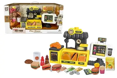 Магазин 8233 Фастфуд каса з продуктами,на батарейках,з музикою,в коробці р.49x14,3x24,5см купити