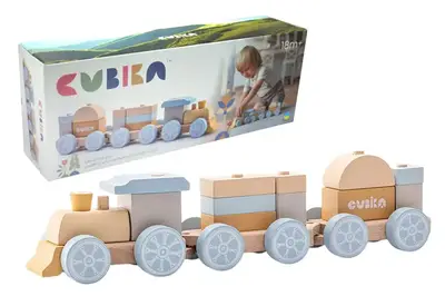 Поїзд дерев'яний 15900 "Веселковий експрес" LP-8 CUBIKA купити