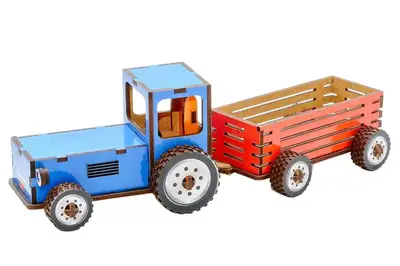 Дерев'яний 3D конструктор "Трактор" 69 дет. Puz-00933 р. 27,8*8,4*8,7 см PuzzleOK купити