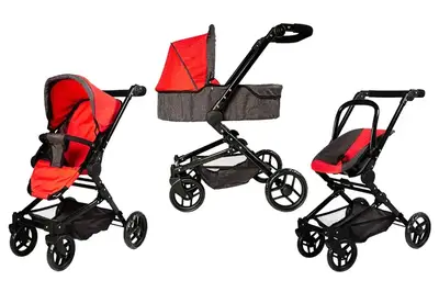 Візок для ляльки 3в1 CARRELLO MAGIA 9636 RED з сумкою металева, коробка 59,5*18,5*37,5 см купити