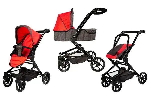 Візок для ляльки 3в1 CARRELLO MAGIA 9636 RED з сумкою металева, коробка 59,5*18,5*37,5 см купити