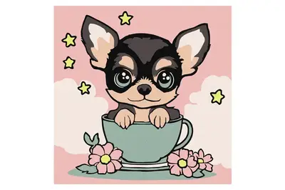 Набір для розпису по номерах "Милий цуцик" 25х25cm. IDEYKA KHO6270 купити