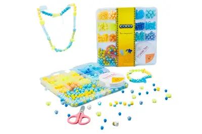 Бісер PL-15/01/02 патріотичні кольори, намистини, бісер, підвіски, гумова волосінь, безпечні ножиці, коробка р.16,7x17,3x2,5см купити