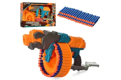 Бластер на поролонових патронах, в коробці, 2кольори 690019 р.59*7,5*31см купити