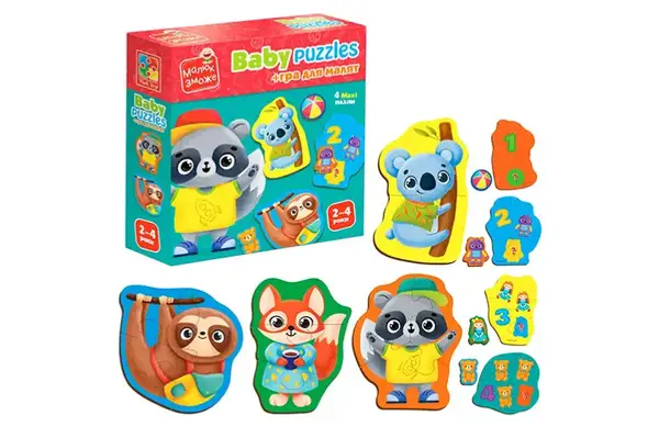 Розвиваюча гра з пазлами "Тварини" VT1722-27 VladiToys купити