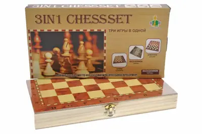 Шахи дерев'яні 3в1, в коробці 8803 р. 25*3*13 см купити