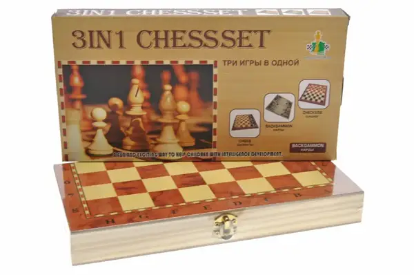 Шахи дерев'яні 3в1, в коробці 8803 р. 25*3*13 см купити