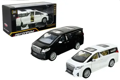 Машина металева 68481 "АВТОПРОМ", 2 кольори, 1:29 Toyota Alphard, батарейка, світло, звук, відкр. двері, в коробці 20x11x10 см. купити