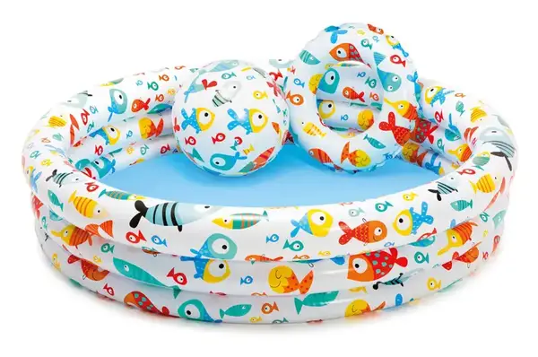 Басейн INTEX (3 секції, ремонтний комплект+ м'яч 51см) в кульку 59469 р.132*28см купити