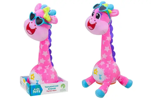 М'яка музична інтерактивна іграшка KH37-002 Жираф повтор голоса 11x34x14 см Kids hits купити