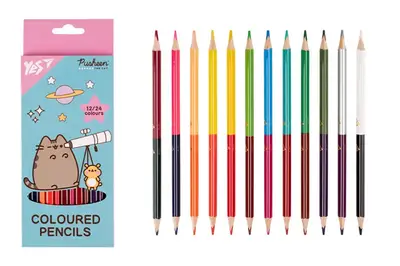 Олівці кольорові Yes 12/24 кольорів Pusheen. Cheek 290745 купити