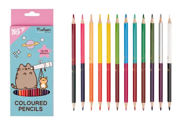 Олівці кольорові Yes 12/24 кольорів Pusheen. Cheek 290745 купити