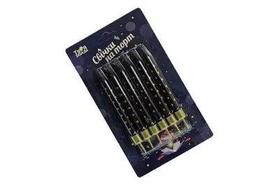 Свічки для торту чорні з золотими зірочками ТМ 'Твоя Забава' 6 шт. купити