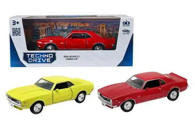 Автомодель - CHEVROLET CAMARO Z28 1968 (червоний, жовтий) TECHNODRIVE купити