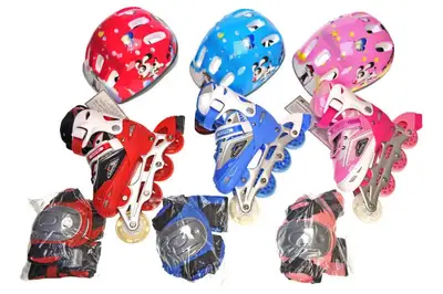 Ролики KEPAI 38-41р. мікс (алюмінієва рама, PU колеса, зі світлом, шолом+захист) F1-K8/L р.27*32,5*19,5см купити