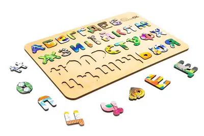 Сортер АртA3-30273 "Абетка з Малюнками" дерев'яний, р.42x28x1 см PuzzleOk купити