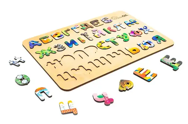 Сортер АртA3-30273 "Абетка з Малюнками" дерев'яний, р.42x28x1 см PuzzleOk купити