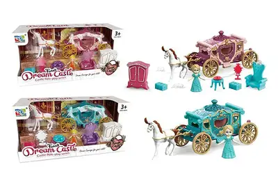 Карета KDL-08, 2 види, лялька, меблі, аксесуари в коробці р. 24*10*12,5 см. купити