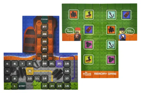 Конструктор блочний QB300-104 "Block&Steps: Піратський корабель" + ходилка і меморі гра 3в1, 41дет. qbee купити недорого в Україні, фото 10