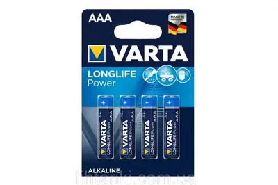 Батарейки Varta LR03 High Energy (Longlife Power) alkaline 4 шт. купити