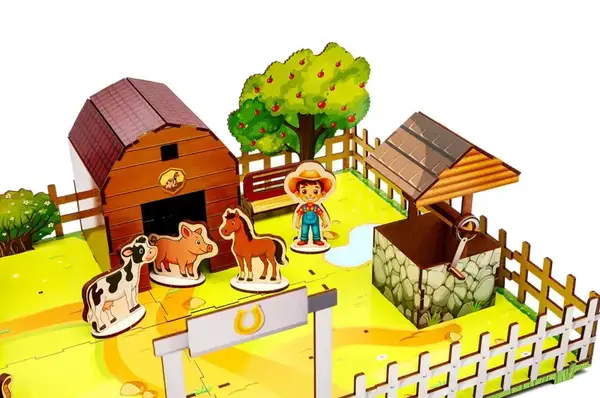 Конструктор Puz-00957 "Веселий фермер" 3D, дерев'яний, в коробці р.59х40х25 см PuzzleOk купити недорого в Україні, фото 7