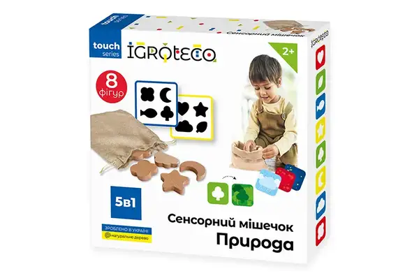 Розвиваюча гра "Сенсорний мішечок "Природа" 8 дет. 900590 IGROTECO купити недорого в Україні, фото 2