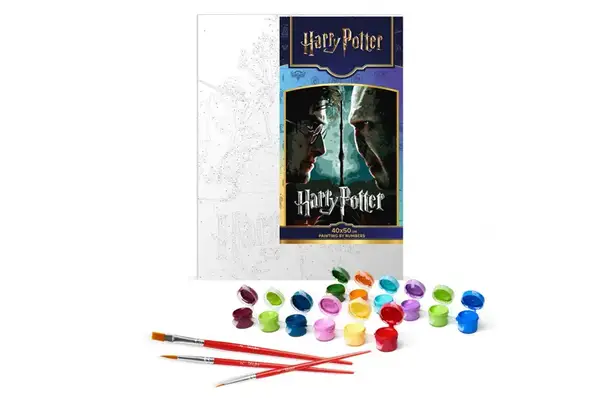 Набір для розпису по номерах KHO5222 WB "Harry Potter: Гаррі та Волдеморт з фарбами металік extra" 40х50см IDEYKA купити недорого в Україні, фото 2