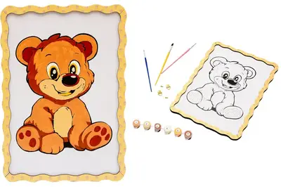 Картина по номерах Puz-22942 "Ведмедик" дерев'яна, формат А4 PuzzleOk купити