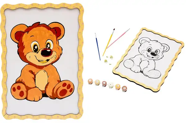 Картина по номерах Puz-22942 "Ведмедик" дерев'яна, формат А4 PuzzleOk купити