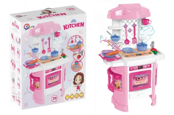 Кухонний набір 6696 "Кухня" з підсвіткою, звуковими ефектами та холодною парою, рожева ТЕХНОК купити