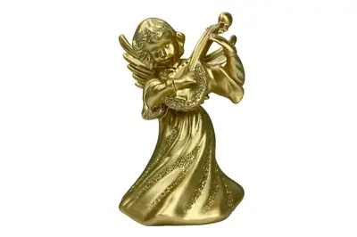 Новорічна іграшка Ангел з бандурою великий (золото) 6х5х9 см купити