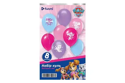 Набір з 8 повітряних кульок 23593 Paw Patrol "Birthday Girl" 12"(30 см) ТМ "funmi" купити