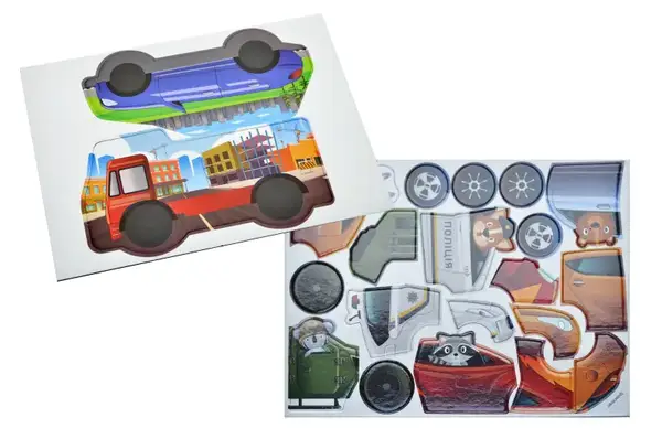 Настільна магнітна гра QB600-002 "Транспорт" 48 магнітів та 2 основи машинки qbee купити недорого в Україні, фото 4