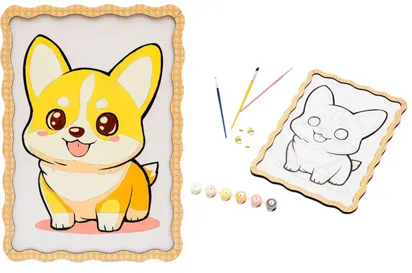 Картина по номерах Puz-22941 "Коргі" дерев'яна, формат А4 PuzzleOk купити