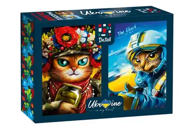 Пазли 2в1 (500 ел. + 500 елм.) "Кішечка-воїн та Привид Києва" DT500-09 VladiToys купити