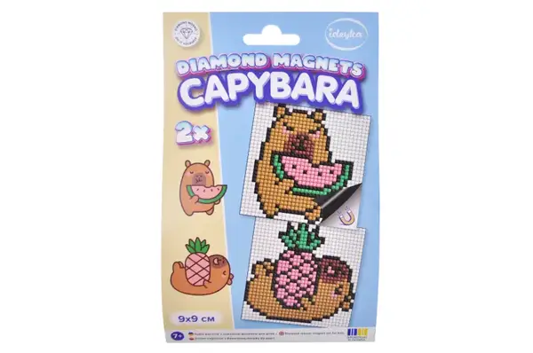 Набір з алмазною мозаїкою на магнітній основі для "Капібара: ананас і кавун" 9х9см AMG1167 IDEYKA купити недорого в Україні, фото 3