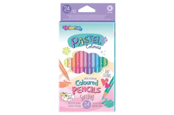Олівці кольорові круглі двосторонні 12 шт х 24 кол. PASTEL COLORINO купити недорого в Україні, фото 2