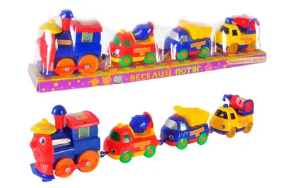 Паровозик K1113 (18008E) (+3 машинки) на батарейках, під слюдою 34x6x9 см купити