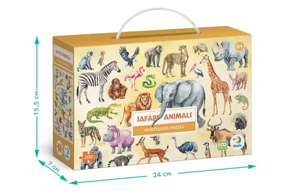 Пазл Монтессорі - 200 елм.- "Тварини Сафарі" 300628 DoDo купити недорого в Україні, фото 2