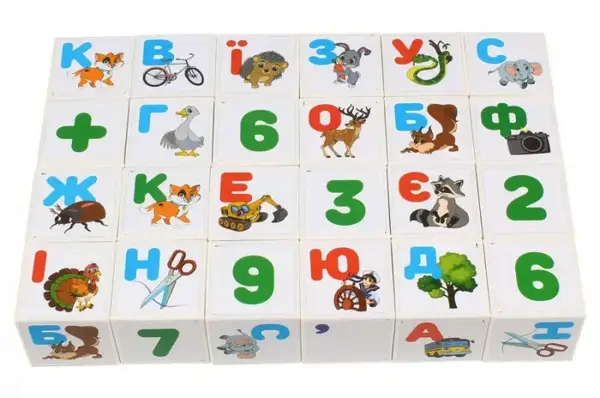 Набір кубиків 2728 "Абетка + арифметика" 24 кубики, в коробці ТЕХНОК купити недорого в Україні, фото 3