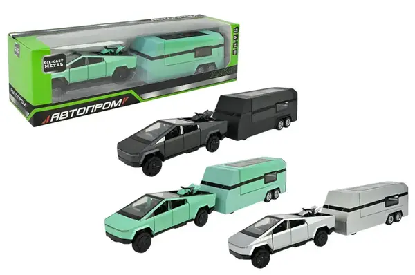 Машина AP74227 TESLA pickup truck trailer rv батарейки, світло, звук, відкриваються двері, р.19.5x9x9 см АВТОПРОМ купити