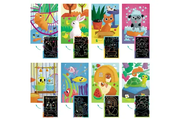 Набір для творчості 300490 "Домашні тварини" 2в1 розмальовки та гравюри DoDo купити недорого в Україні, фото 4