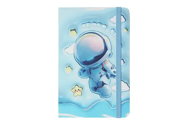 Книжка записна ZiBi ASTRONAUT на гумці, А6, 80 арк., клітинка., офсет крем., тверда лам. обкл., блакитна купити